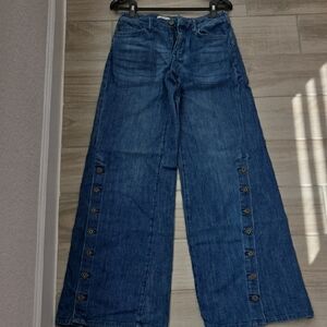 Pilcro Low Rise Wide Leg Button-Accent Blue Women’s Jeans